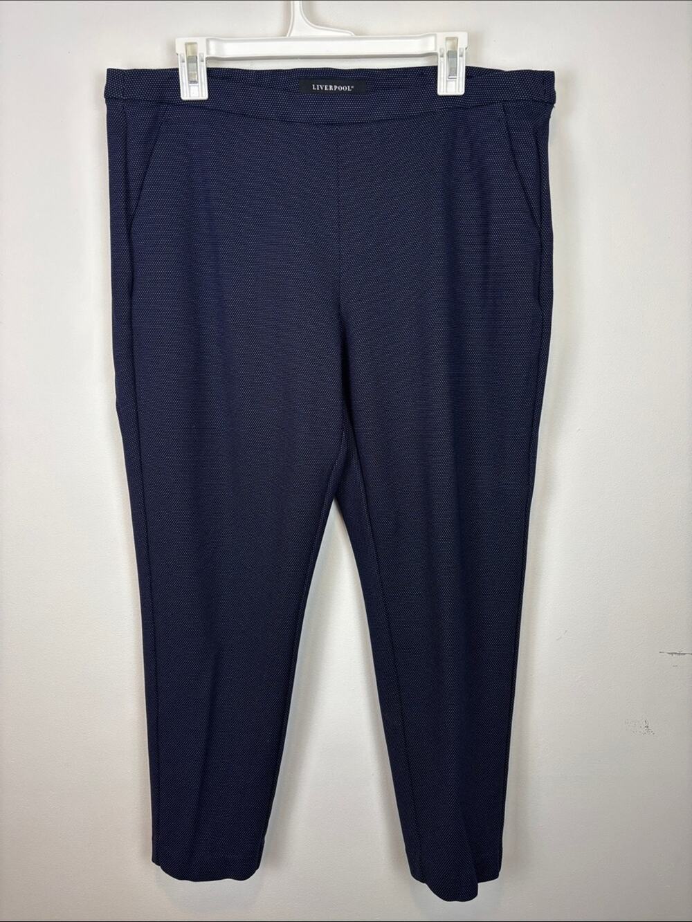 Liverpool Navy Patterned Ankle Pants Women Sz 16/33 Career Office Work Trousers